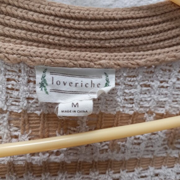 Loveriche Knit Sweater Cardigan W/Aztec Southwestern Designs Shades Of Brown M - Picture 8 of 11
